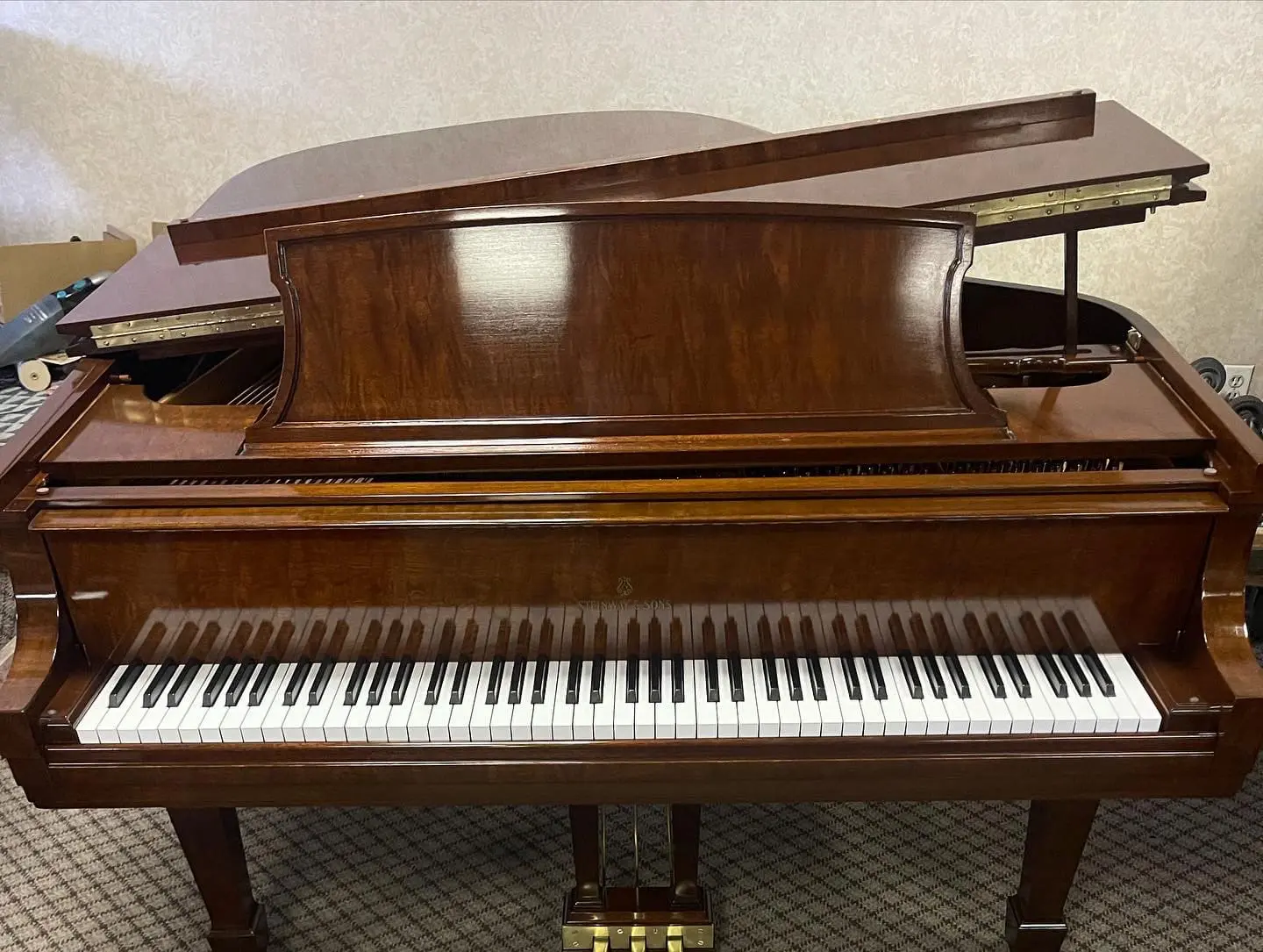 Used Steinway Model L African mahogany grand piano